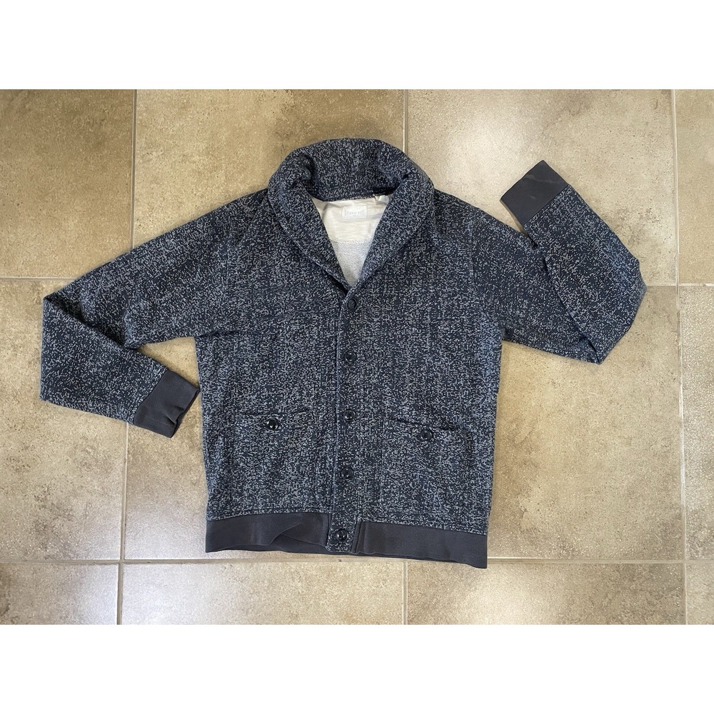 Burkman Bros Men's Sz S Small Button Down Heather Gray Cardigan 100% Cotton